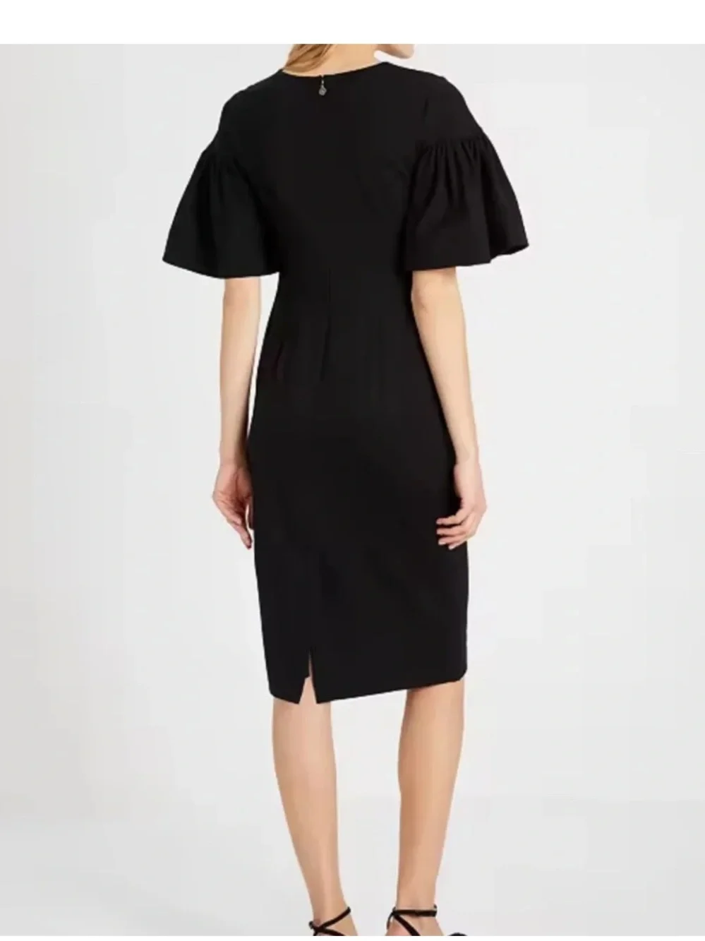 NWOT kate spade Black Ponte Dress Midi with Flutter Sleeves